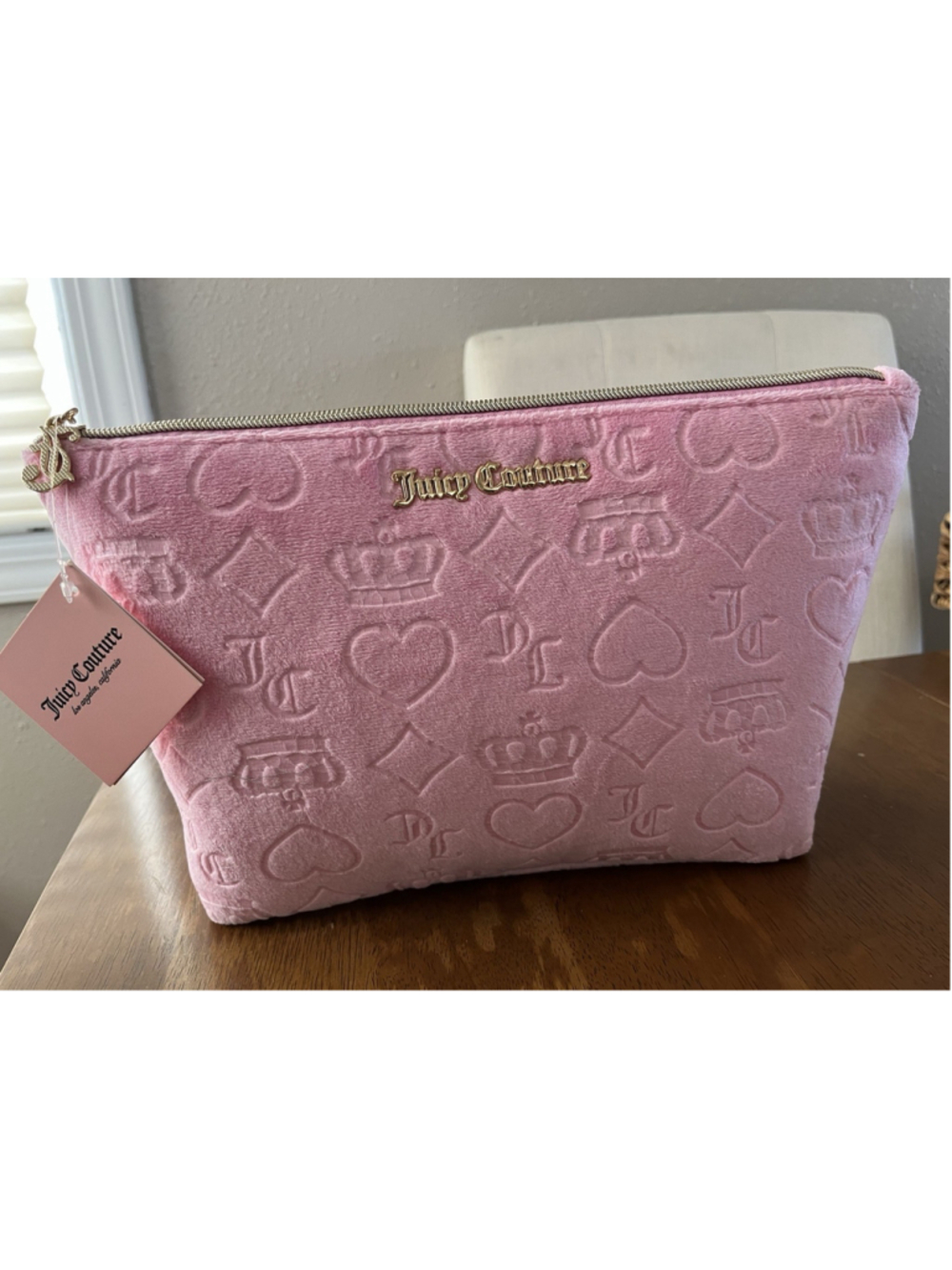 Juicy Couture Velour Travel Cosmetic Bag Pink w/ Toiletry Bottle NWT!